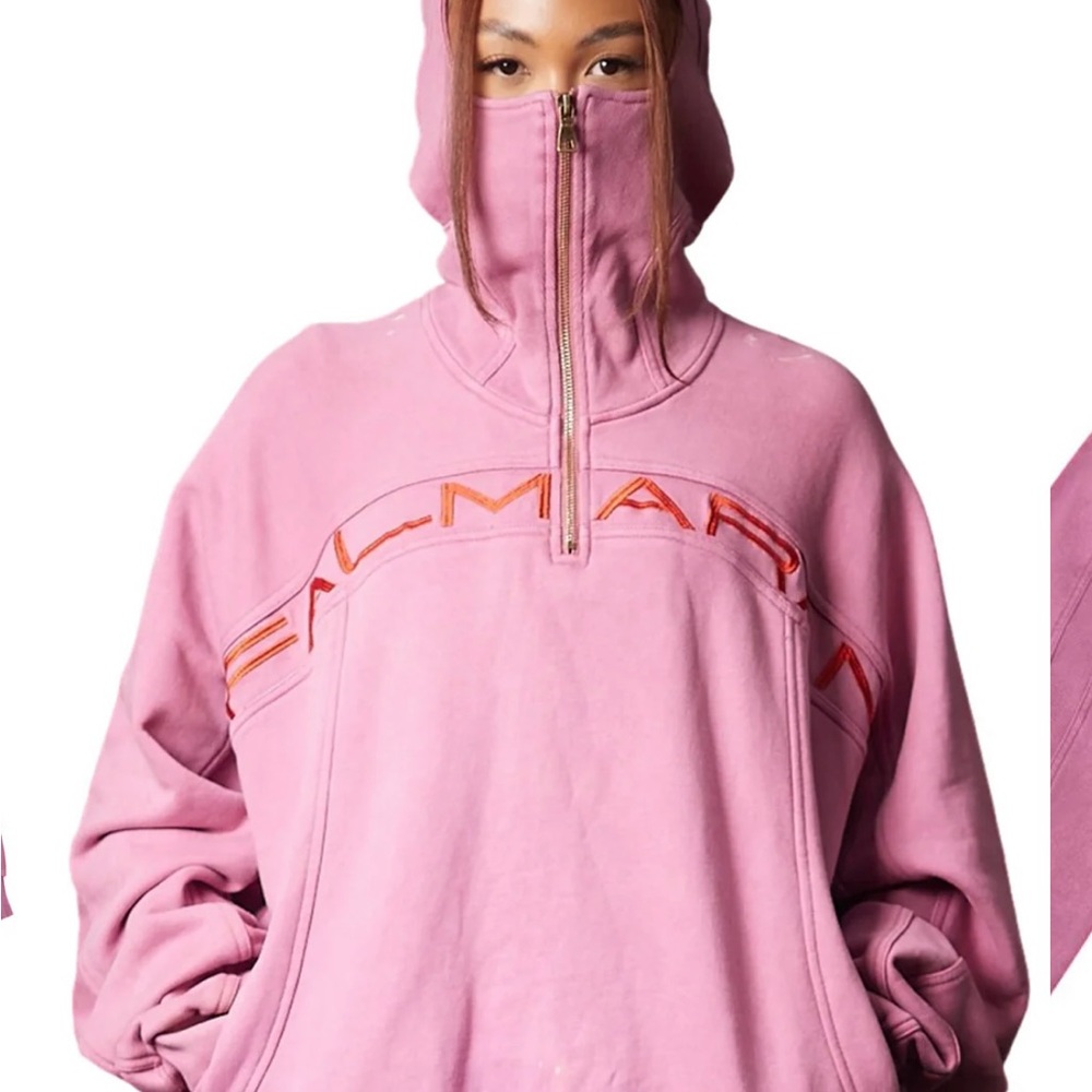Falmaran Pink Half-Zip Hoodie Covers Face Size Large Brand New